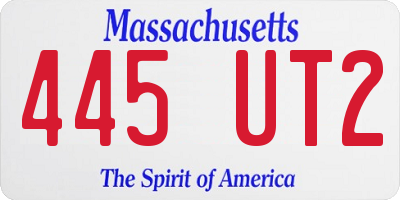 MA license plate 445UT2