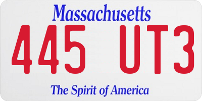 MA license plate 445UT3
