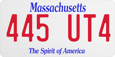 MA license plate 445UT4