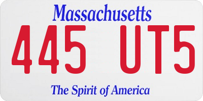 MA license plate 445UT5