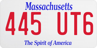 MA license plate 445UT6