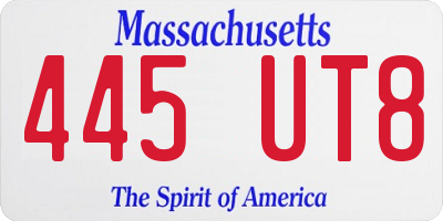 MA license plate 445UT8