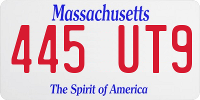 MA license plate 445UT9