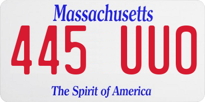 MA license plate 445UU0