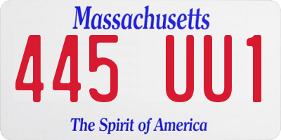 MA license plate 445UU1