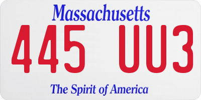 MA license plate 445UU3