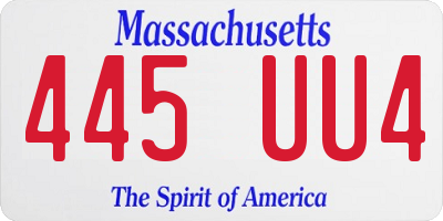 MA license plate 445UU4