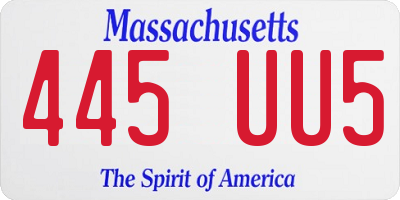 MA license plate 445UU5