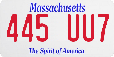 MA license plate 445UU7