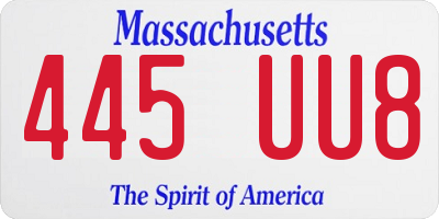 MA license plate 445UU8