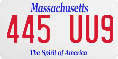 MA license plate 445UU9