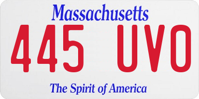 MA license plate 445UV0