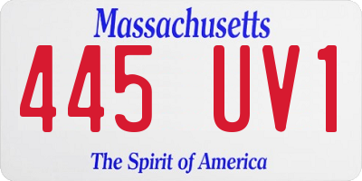 MA license plate 445UV1