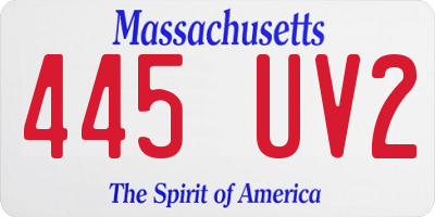 MA license plate 445UV2