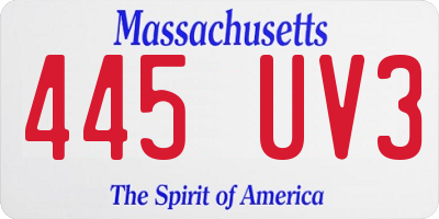 MA license plate 445UV3