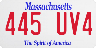 MA license plate 445UV4