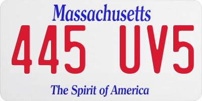 MA license plate 445UV5