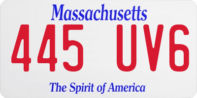 MA license plate 445UV6