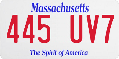 MA license plate 445UV7
