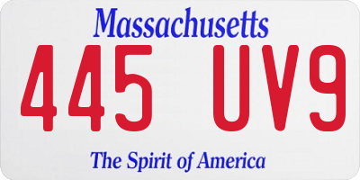 MA license plate 445UV9