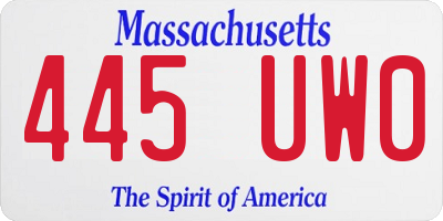 MA license plate 445UW0