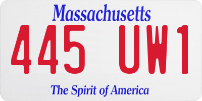 MA license plate 445UW1