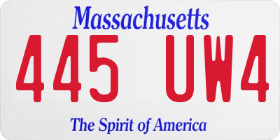 MA license plate 445UW4