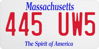 MA license plate 445UW5