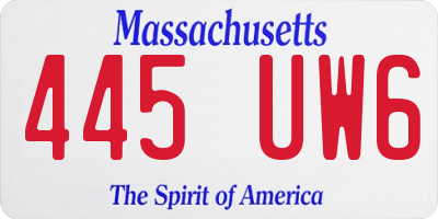 MA license plate 445UW6