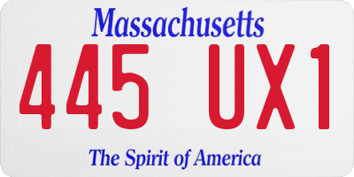MA license plate 445UX1