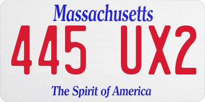 MA license plate 445UX2