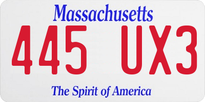 MA license plate 445UX3