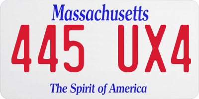 MA license plate 445UX4