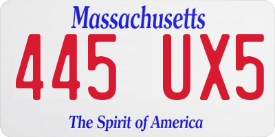 MA license plate 445UX5