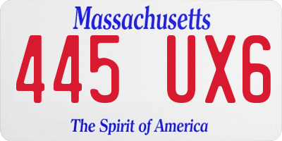 MA license plate 445UX6