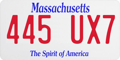MA license plate 445UX7
