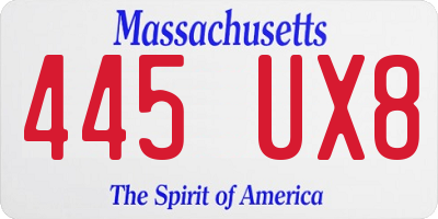 MA license plate 445UX8