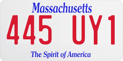 MA license plate 445UY1
