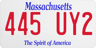 MA license plate 445UY2