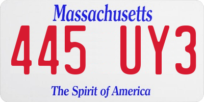 MA license plate 445UY3
