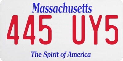 MA license plate 445UY5