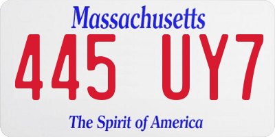 MA license plate 445UY7