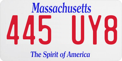 MA license plate 445UY8