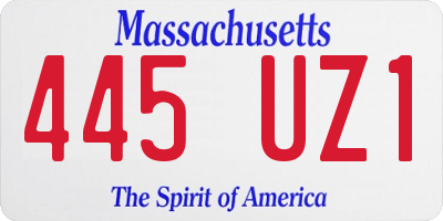 MA license plate 445UZ1