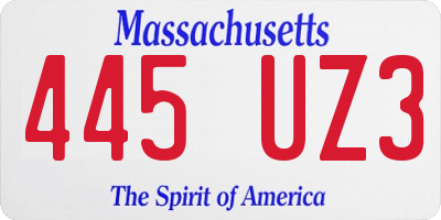 MA license plate 445UZ3