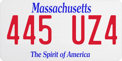 MA license plate 445UZ4
