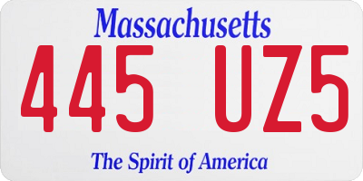 MA license plate 445UZ5