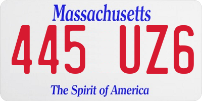 MA license plate 445UZ6