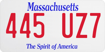 MA license plate 445UZ7