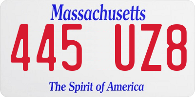 MA license plate 445UZ8